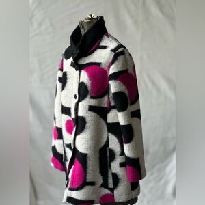 Claudia Long Jacket Bronek Kochanski TIB design wool jacket black white fuchsia